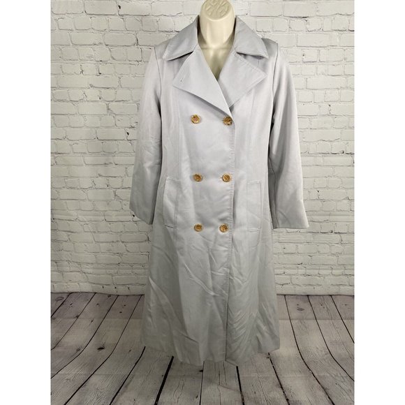 VTG AstorOne Dusty Blue/ Gray Removable Liner Double Breasted Peacoat Womens 8 - Picture 1 of 15